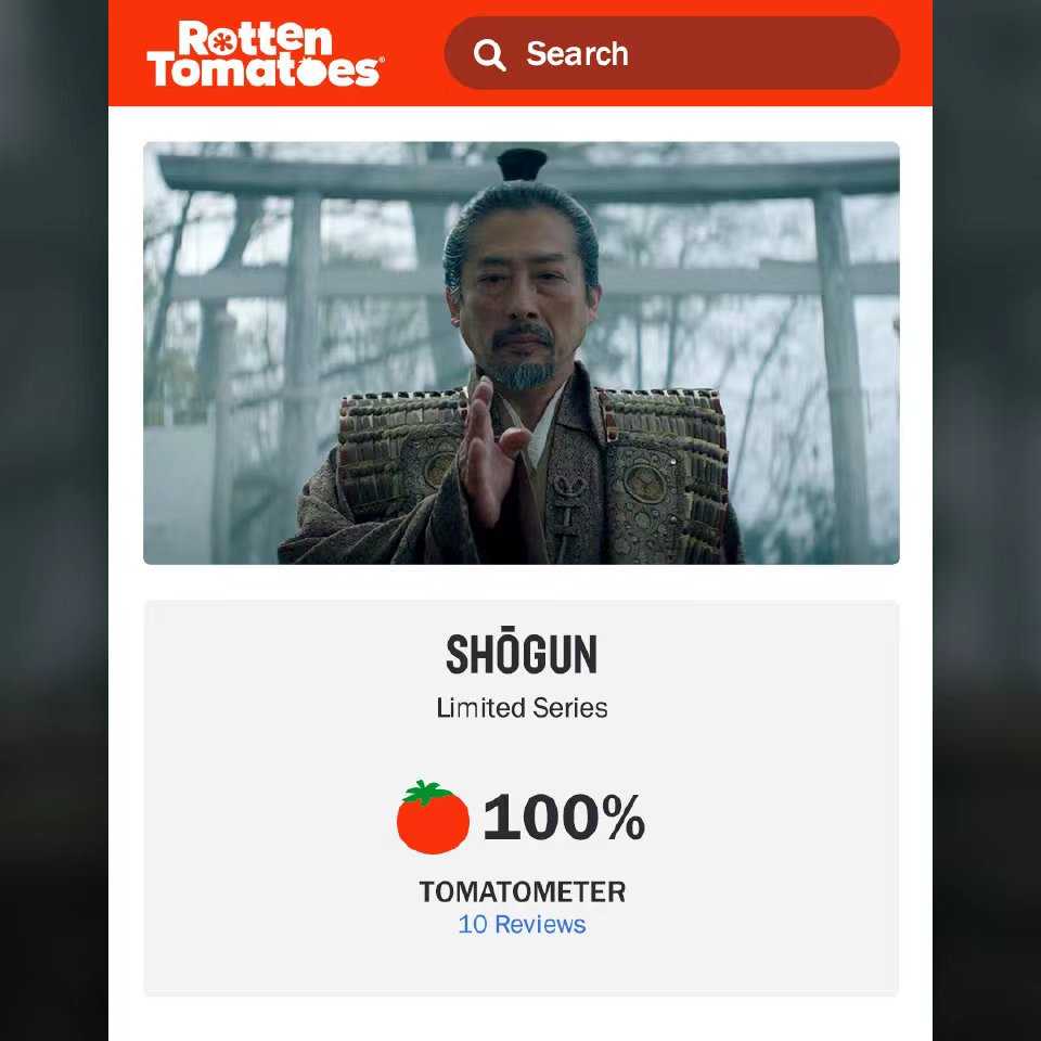 幕府将军 开播 烂番茄开分100% 口碑极佳??