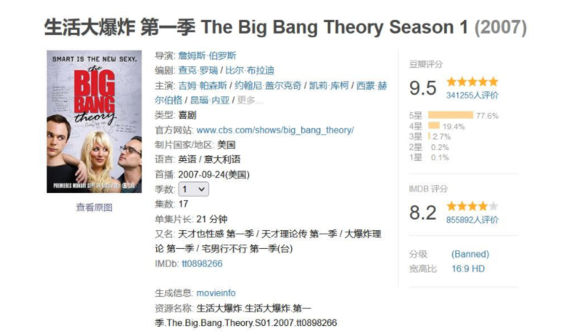 经典高分喜剧《生活大爆炸》1-12季 2007 1080P蓝光 内嵌中英字幕 高清无水印收藏版